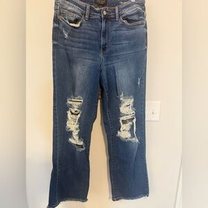 Judy Blue Straight Leg Dad Jeans Blue Distressed